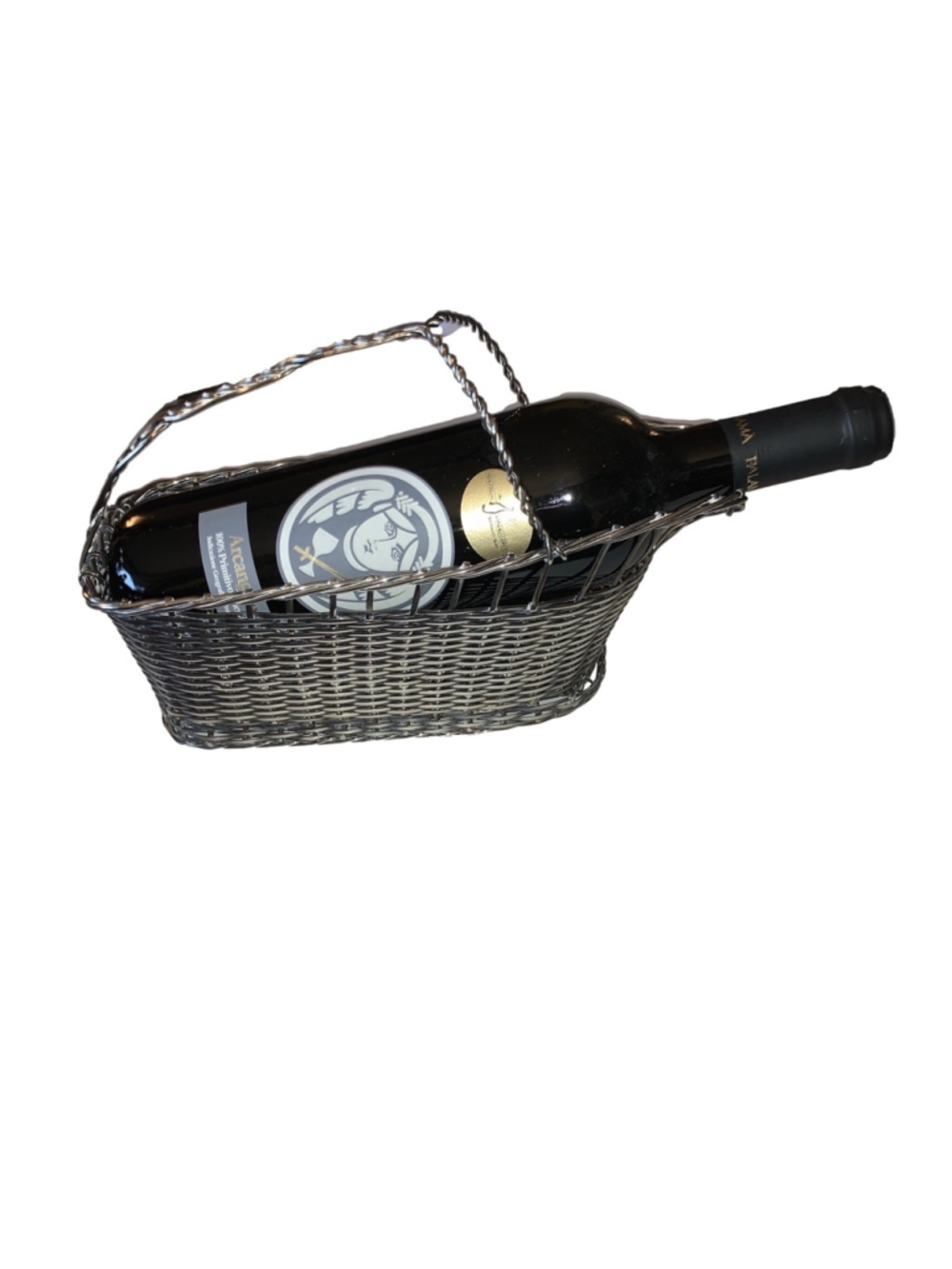 Silver Metal Wine Carrier Basket